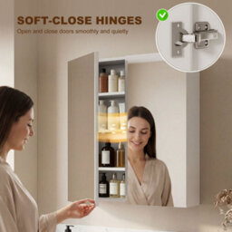 Homcom Wall Mounted Bathroom Mirror Storage Cabinet W/ Door Adjustable Shelf - thumbnail 7