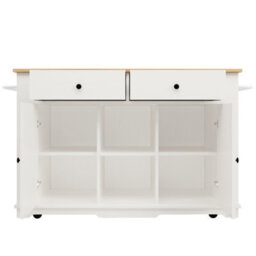 Abrihome Kitchen Island, Kitchen Trolley Equipped With Power Strip, Serving Trolley With Worktop, Buffet Cabinet, Dining Trolley - thumbnail 8