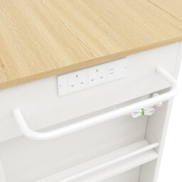 Abrihome Kitchen Island, Kitchen Trolley Equipped With Power Strip, Serving Trolley With Worktop, Buffet Cabinet, Dining Trolley - thumbnail 9