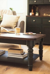Statement Furniture Queensbury Coffee Table With Oak Top In Bottle Green - thumbnail 4