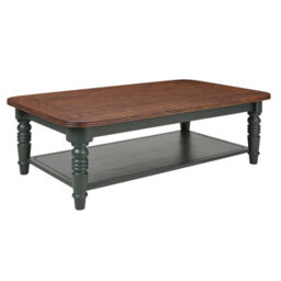 Statement Furniture Queensbury Coffee Table With Oak Top In Bottle Green
