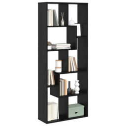 Berkfield Room Divider Bookcase Black Oak 67X25X161.5 Cm Engineered Wood - thumbnail 3