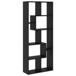 Berkfield Room Divider Bookcase Black Oak 67X25X161.5 Cm Engineered Wood - thumbnail 7