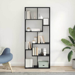 Berkfield Room Divider Bookcase Black Oak 67X25X161.5 Cm Engineered Wood - thumbnail 4