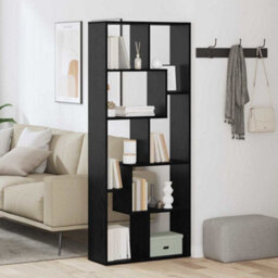 Berkfield Room Divider Bookcase Black Oak 67X25X161.5 Cm Engineered Wood - thumbnail 1