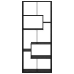 Berkfield Room Divider Bookcase Black Oak 67X25X161.5 Cm Engineered Wood - thumbnail 5