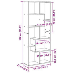 Berkfield Room Divider Bookcase Black Oak 67X25X161.5 Cm Engineered Wood - thumbnail 9
