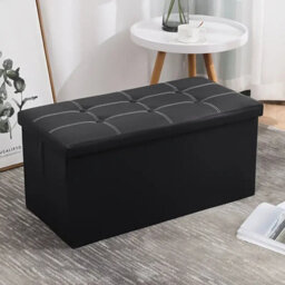 Folding Ottoman Storage Box Pouffe Seat Stool - thumbnail 3