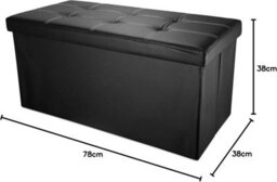 Folding Ottoman Storage Box Pouffe Seat Stool - thumbnail 2