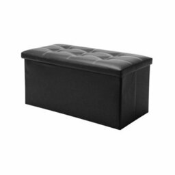Folding Ottoman Storage Box Pouffe Seat Stool - thumbnail 1