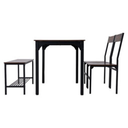 Living And Home Dining Table Set For 4 Industural Brown Metal Framed Wooden Table And Chair Set - thumbnail 4