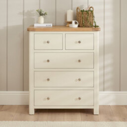 The Furniture Market Marbury Cream Painted 2 Over 3 Drawer Chest - thumbnail 3