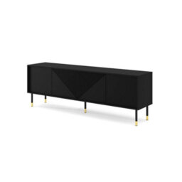 Arte Bold Black Woody Tv Cabinet 180Cm - Sleek Storage With Modern Edge - thumbnail 1