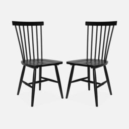 Sweeek - Pair Of Wooden Dining Chairs Black 49X44X90 Cm - Romie - thumbnail 2