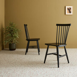 Sweeek - Pair Of Wooden Dining Chairs Black 49X44X90 Cm - Romie