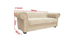Chesterfield Style Venus Cream Fabric 3+2 Seater Sofa Set - thumbnail 3