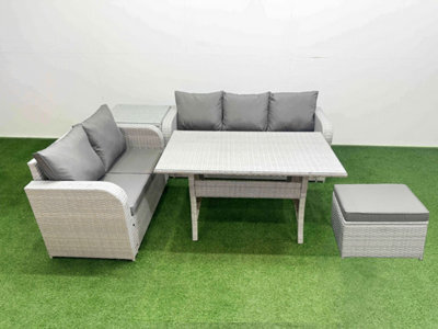 Fimous 6 Seater Pe Rattan Wicker Garden Furniture Conservatory Sofa Set 3 Seater Sofa Love Sofa Big Footstool Side Table - image 1
