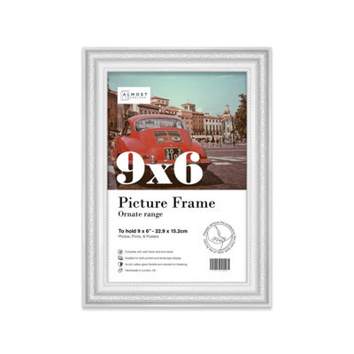9X6 White Ornate Picture Frame (22.9 X 15.2Cm) Poster, Photo, Artwork, Gallery Wall Or Print - image 1