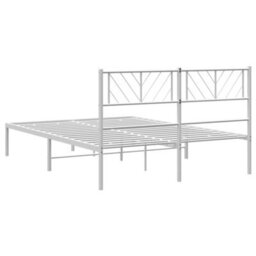 Berkfield Metal Bed Frame With Headboard White 140X200 Cm - thumbnail 7
