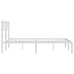 Berkfield Metal Bed Frame With Headboard White 140X200 Cm - thumbnail 6
