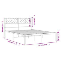 Berkfield Metal Bed Frame With Headboard White 140X200 Cm - thumbnail 9