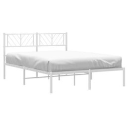 Berkfield Metal Bed Frame With Headboard White 140X200 Cm - thumbnail 3