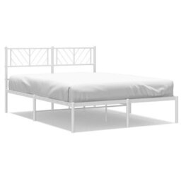 Berkfield Metal Bed Frame With Headboard White 140X200 Cm - thumbnail 2