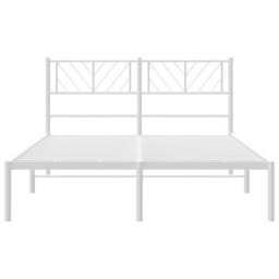 Berkfield Metal Bed Frame With Headboard White 140X200 Cm - thumbnail 5
