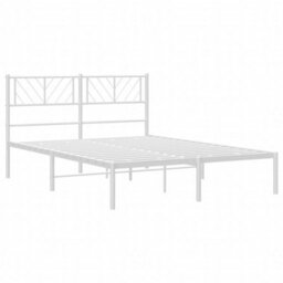 Berkfield Metal Bed Frame With Headboard White 140X200 Cm - thumbnail 4
