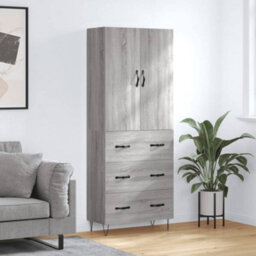 Berkfield Highboard Grey Sonoma 69.5X34X180 Cm Engineered Wood - thumbnail 1