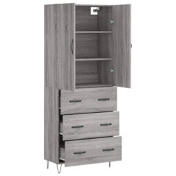 Berkfield Highboard Grey Sonoma 69.5X34X180 Cm Engineered Wood - thumbnail 4