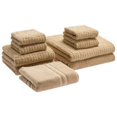 Beliani Set Of 9 Towels Atai Cotton Sand Beige - image 1