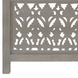Vidaxl Hand Carved 3-Panel Room Divider Grey 120X165 Cm Solid Mango Wood Room Dividers - thumbnail 4