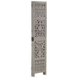Vidaxl Hand Carved 3-Panel Room Divider Grey 120X165 Cm Solid Mango Wood Room Dividers - thumbnail 2