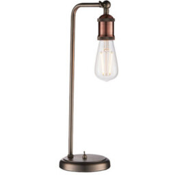 Modern Hangman Table Lamp Aged Copper Pewter Industrial Metal Arm Bedside Light - thumbnail 1