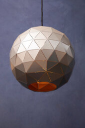 Orsina Silver Finish Pendant Light, Modern Geometric Ceiling Light With Gold Interior, Durable Iron Construction - thumbnail 3