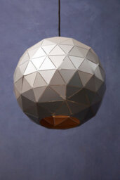 Orsina Silver Finish Pendant Light, Modern Geometric Ceiling Light With Gold Interior, Durable Iron Construction - thumbnail 2