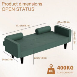 Click Clack Sofa Bed 3 Seater Double Guest Bed Linen Sleeper Folding Futon Couch - thumbnail 2