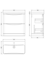 Balterley Dunwood Modern Bathroom Floor Standing 2 Drawer Vanity Unit & Ceramic Basin, Satin Blue, 800mm - thumbnail 5