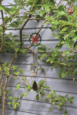 My Smart Buy Butterfly Windchime - 47 Cm Garden Hanging Chime With Butterfly Motif, Tuned Tubes, Weatherproof
