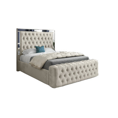 Gemia Mirror Upholstered Soft Velvet Designer Bed Frame - image 1