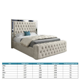 Gemia Mirror Upholstered Soft Velvet Designer Bed Frame - thumbnail 5