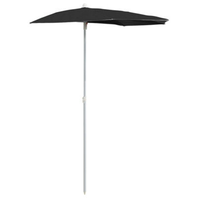 Berkfield Durable Garden Half Parasol With Pole 180X90 Cm Black - image 1