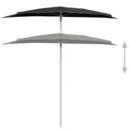 Berkfield Durable Garden Half Parasol With Pole 180X90 Cm Black - thumbnail 4