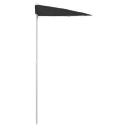 Berkfield Durable Garden Half Parasol With Pole 180X90 Cm Black - thumbnail 5