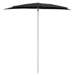 Berkfield Durable Garden Half Parasol With Pole 180X90 Cm Black - thumbnail 3
