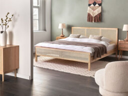 Beliani Bed Pine Wood Salernas 180 X 200 Cm (Eu Super King) Light Brown - thumbnail 2