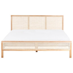 Beliani Bed Pine Wood Salernas 180 X 200 Cm (Eu Super King) Light Brown - thumbnail 4