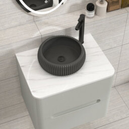 Royal Bathrooms Venice 600mm Dove Grey Wall Mounted Bathroom Countertop Vanity Unit 2 Drawer With Milan Black Basin - thumbnail 6