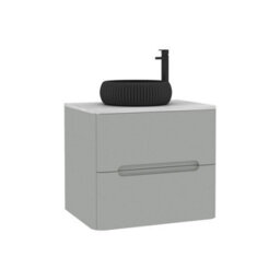 Royal Bathrooms Venice 600mm Dove Grey Wall Mounted Bathroom Countertop Vanity Unit 2 Drawer With Milan Black Basin - thumbnail 7